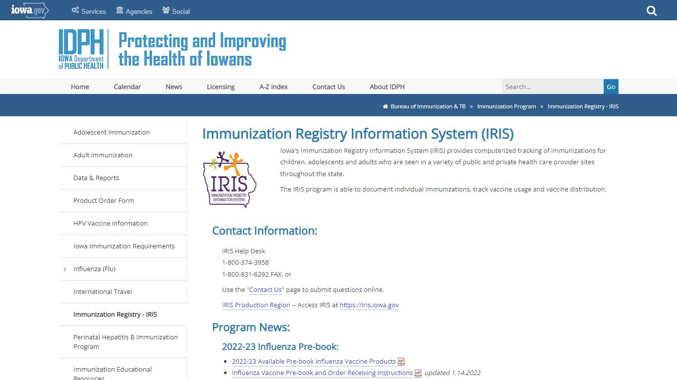 Immunization - Immunization Registry - IRIS - Iowa Department of Public ...